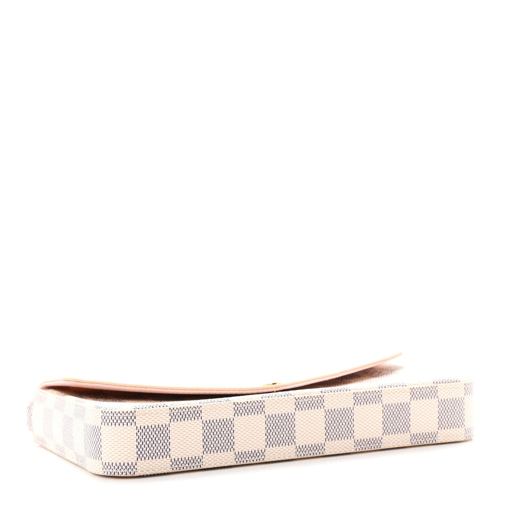 Damier Azur Pochette Felicie Chain Wallet Rose Ballerine