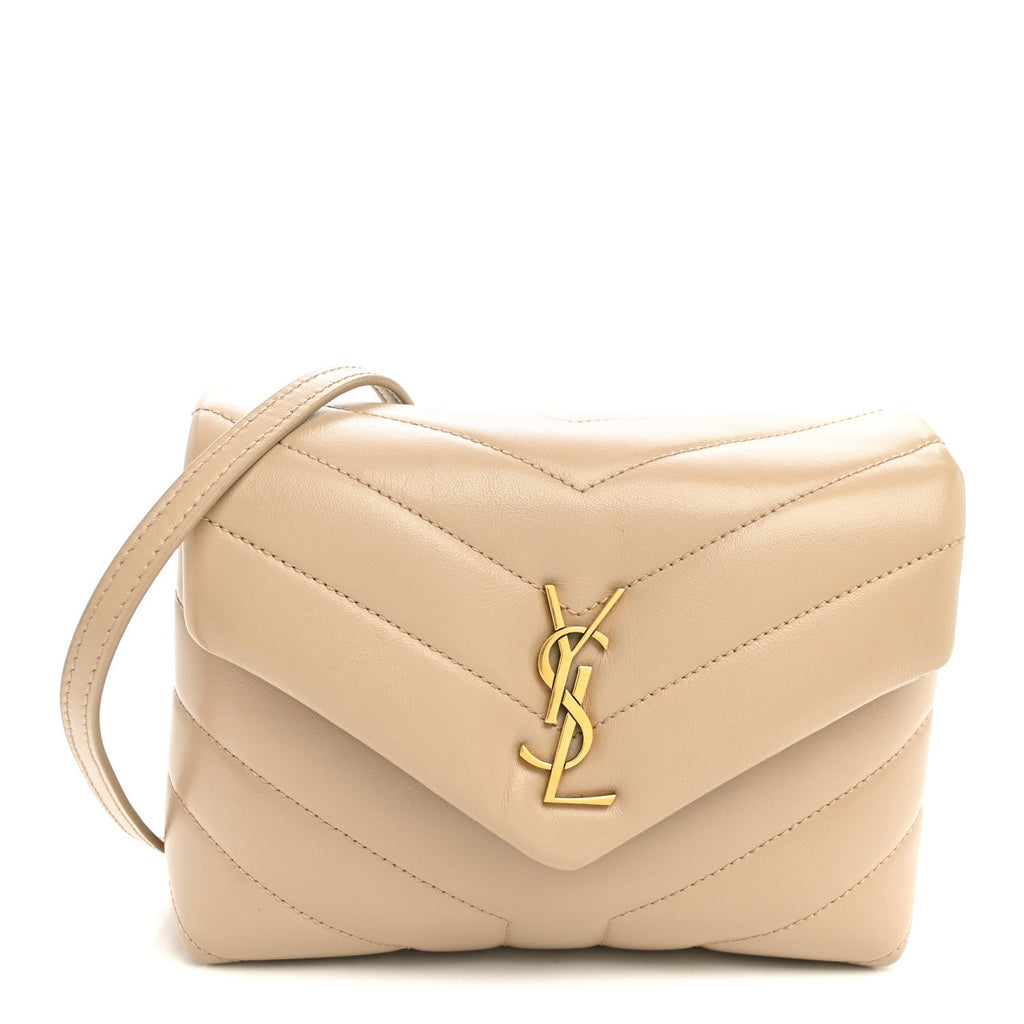 Calfskin Y Quilted Monogram Toy Loulou Crossbody Bag Dark Beige