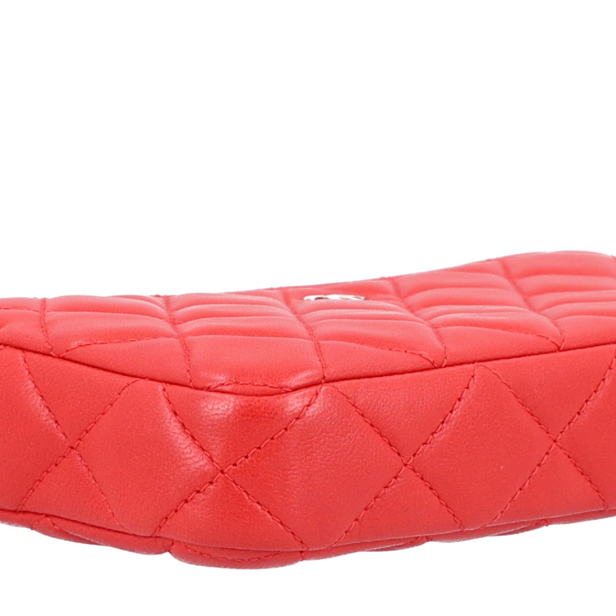 Lambskin Quilted Small Clutch With Chain Red