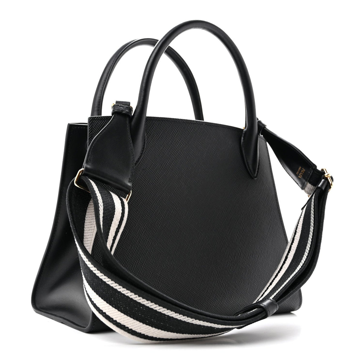 Saffiano Cuir Calfskin Small Monochrome Top Handle Tote Black