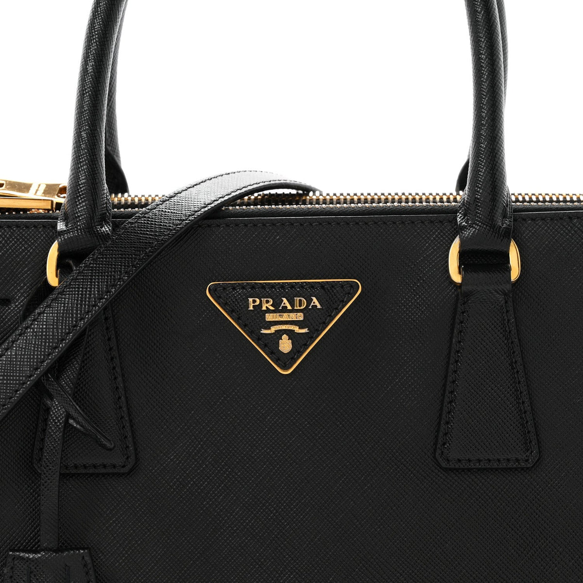 Saffiano Small Galleria Double Zip Tote Black