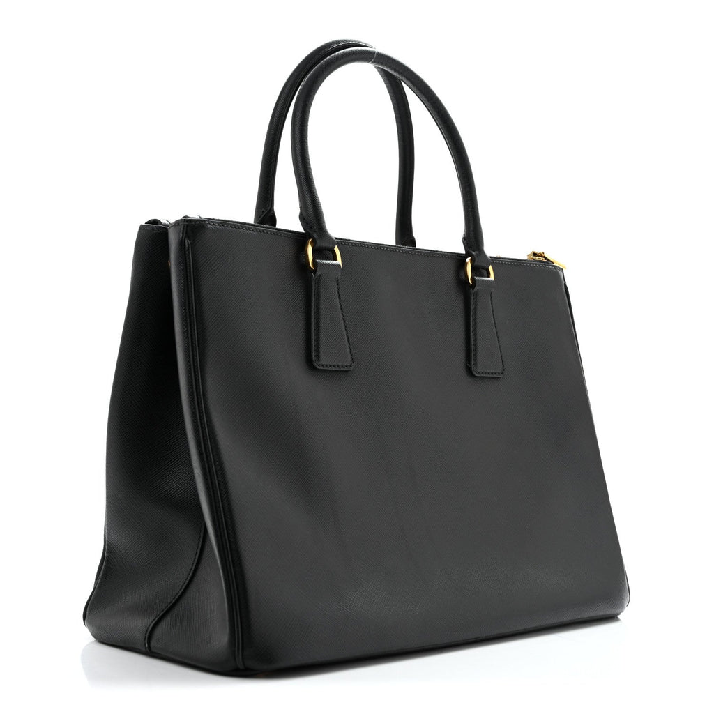 Saffiano Lux Large Galleria Double Zip Tote Black