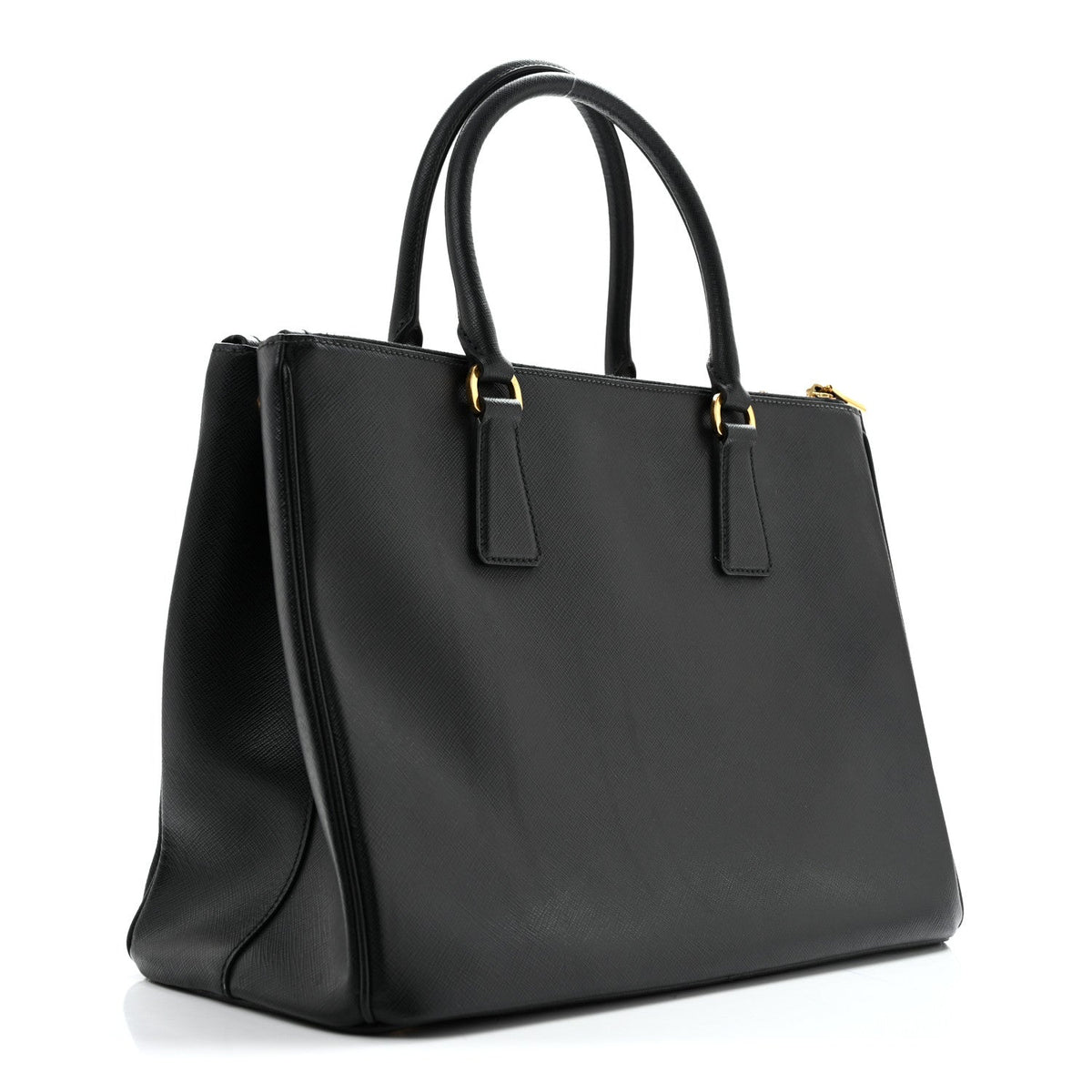 Saffiano Lux Large Galleria Double Zip Tote Black