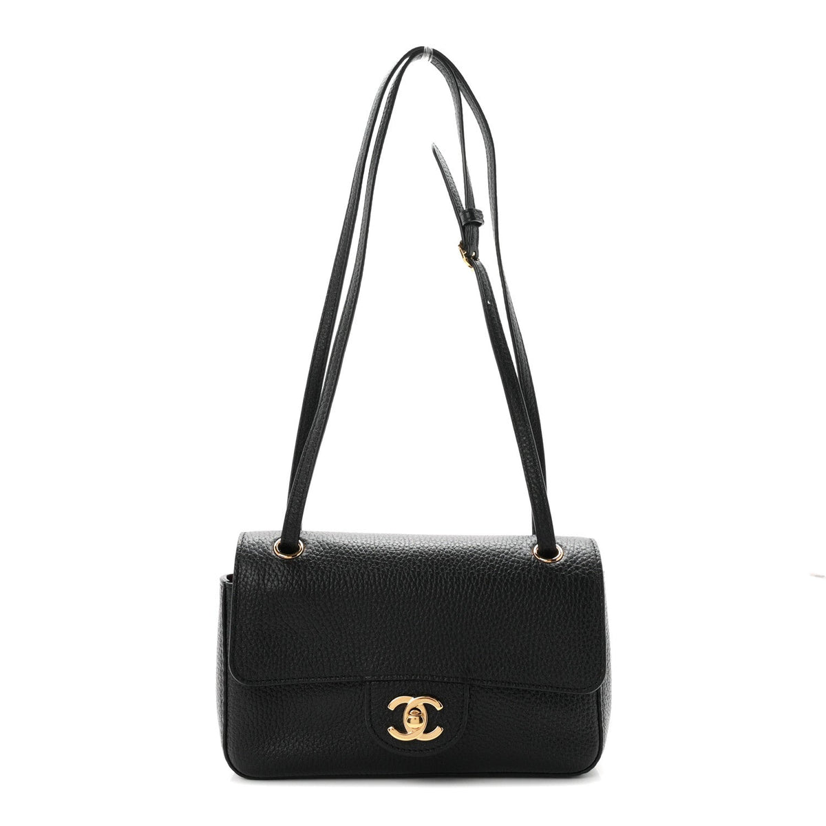 Grained Calfskin Mini Souplissimo Maxi Flap Black