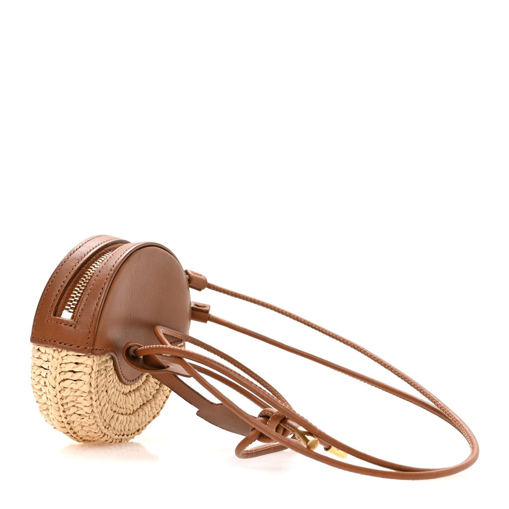 Raffia Round Camera Bag Beige Naturel