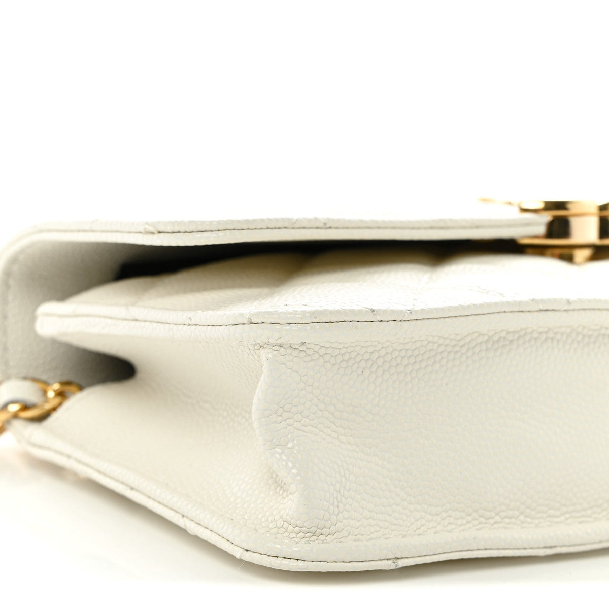 Caviar Quilted Phone Holder With Chain White