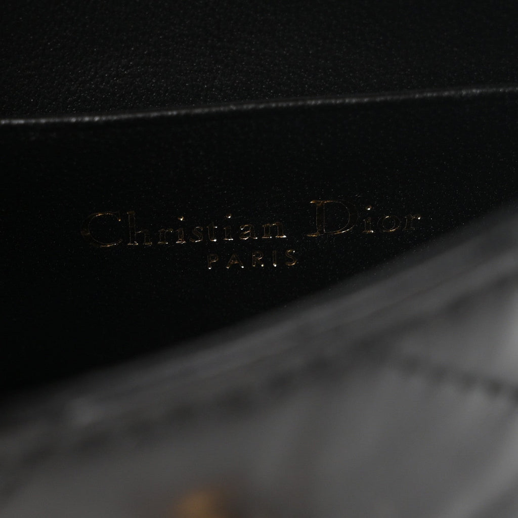 Lambskin Macrocannage Micro Miss Caro Pouch With Chain Black