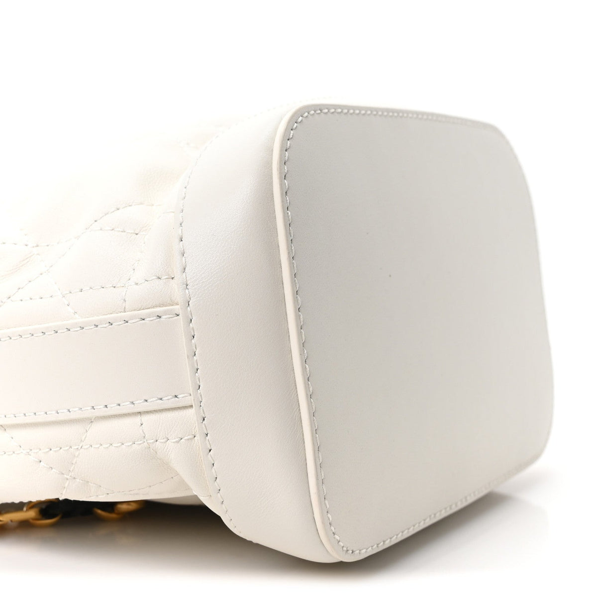 Lambskin Macrocannage Jolie Bucket Bag Latte