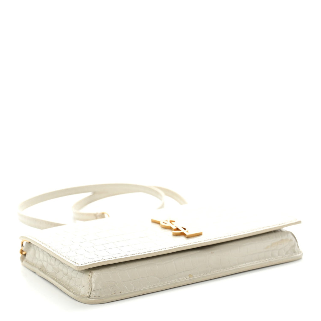 Crocodile Embossed Monogram Phone Holder Crossbody Crema Soft