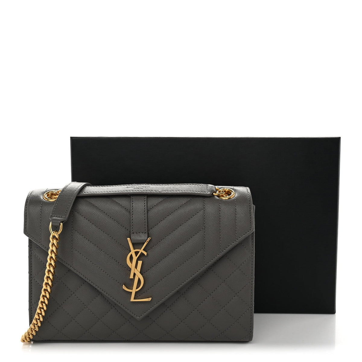 Grain De Poudre Textured Mixed Matelasse Medium Triquilt Monogram Satchel Fog