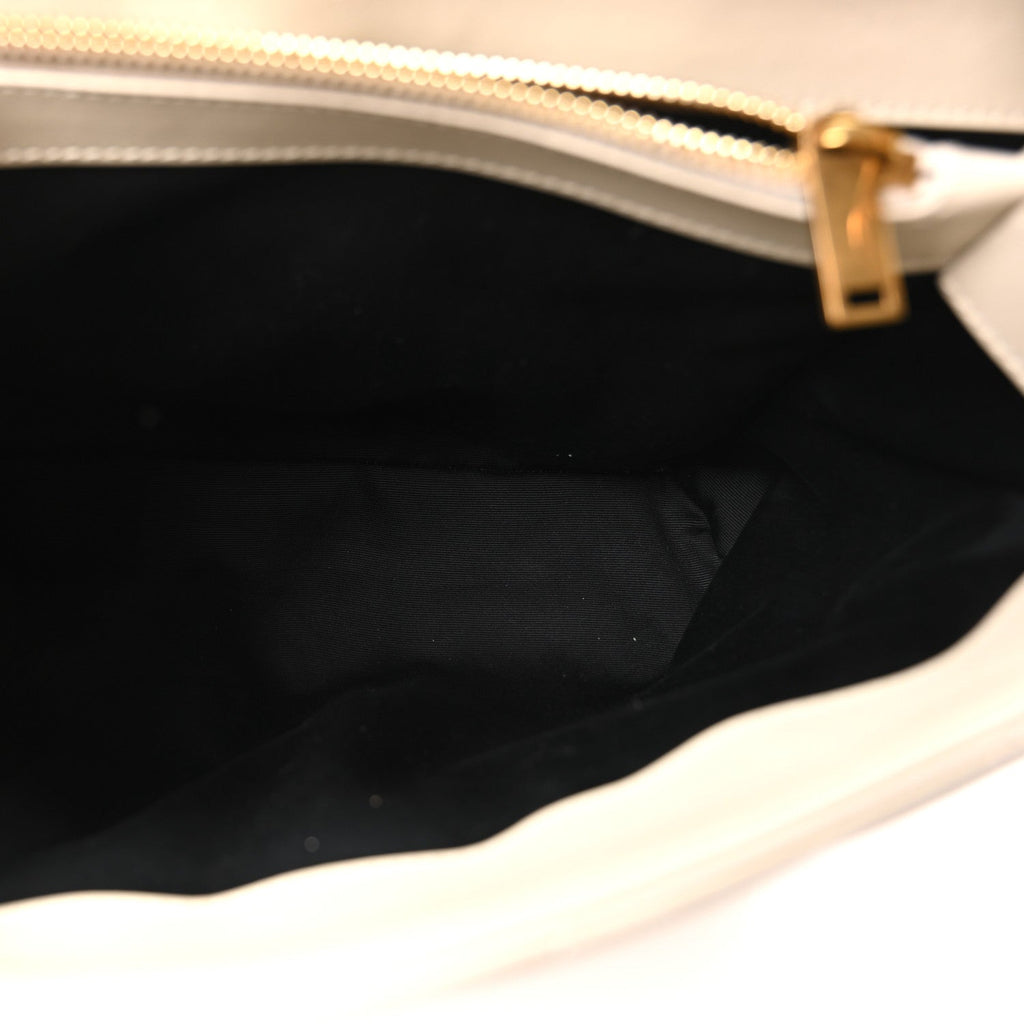 Calfskin Y Quilted Monogram Medium Loulou Chain Satchel Crema Soft