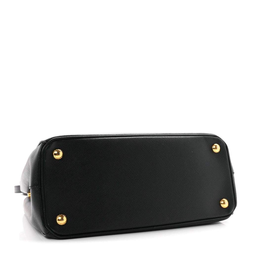 Saffiano Small Galleria Double Zip Tote Black