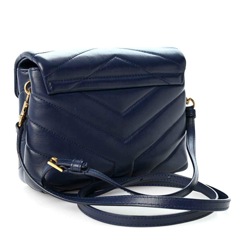 Calfskin Y Quilted Monogram Toy Loulou Crossbody Bag Blue Charron
