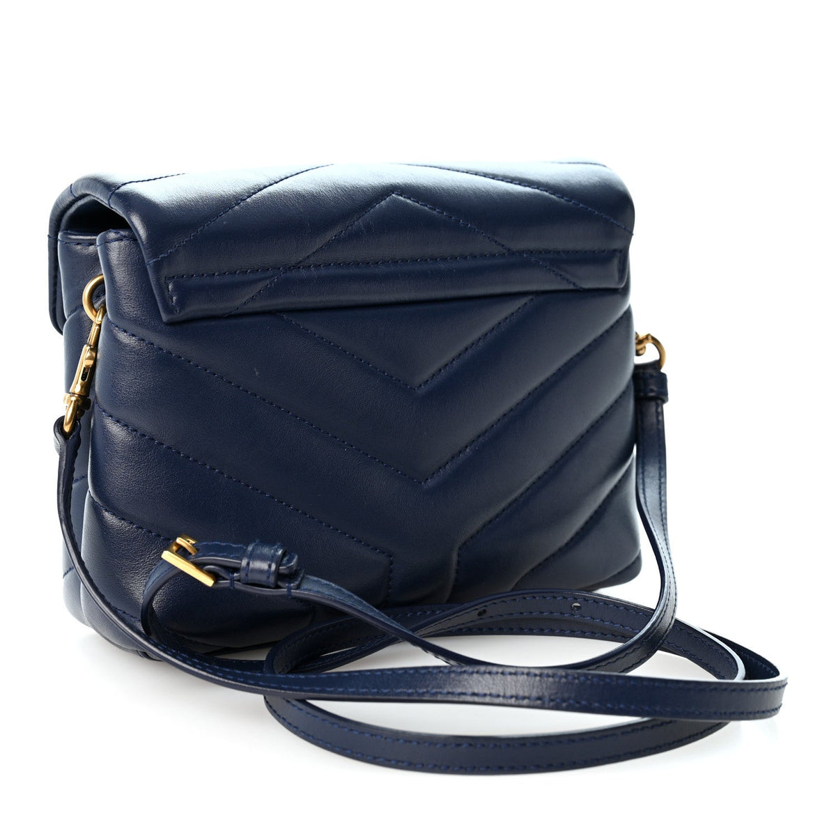 Calfskin Y Quilted Monogram Toy Loulou Crossbody Bag Blue Charron