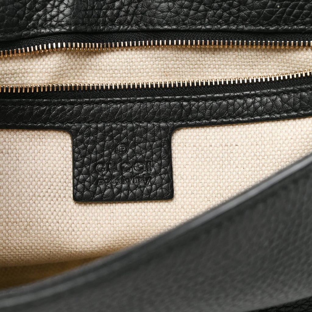 Pebbled Calfskin Medium Soho Flap Crossbody Black