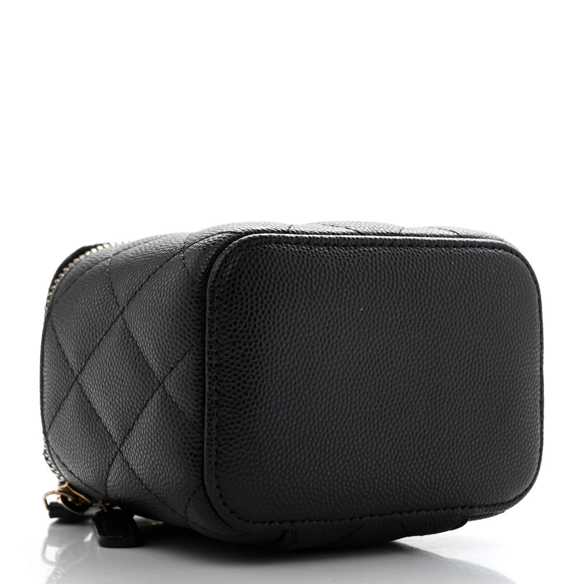 Caviar Quilted Mini Vanity Case With Chain Black