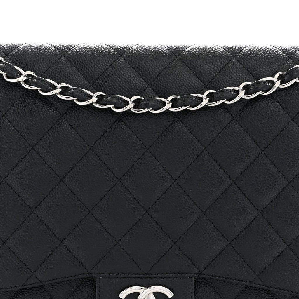 Caviar Quilted Maxi Double Flap Black