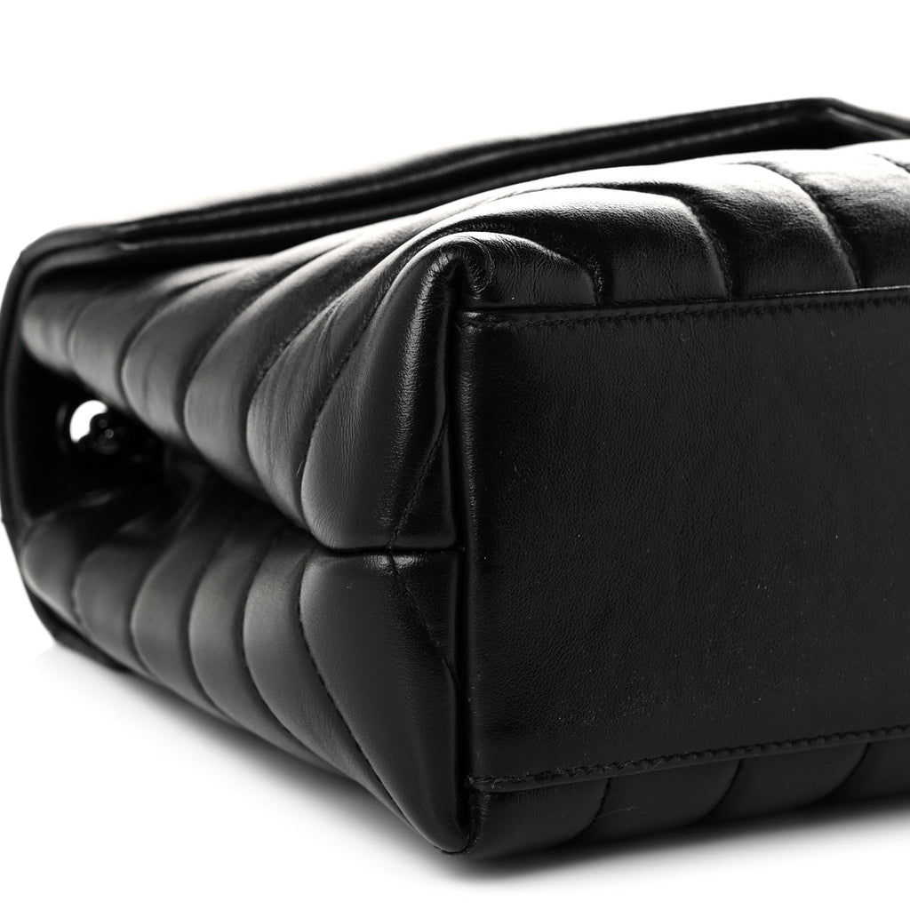 Calfskin Y Quilted Monogram Monochrome Small Loulou Chain Satchel Black