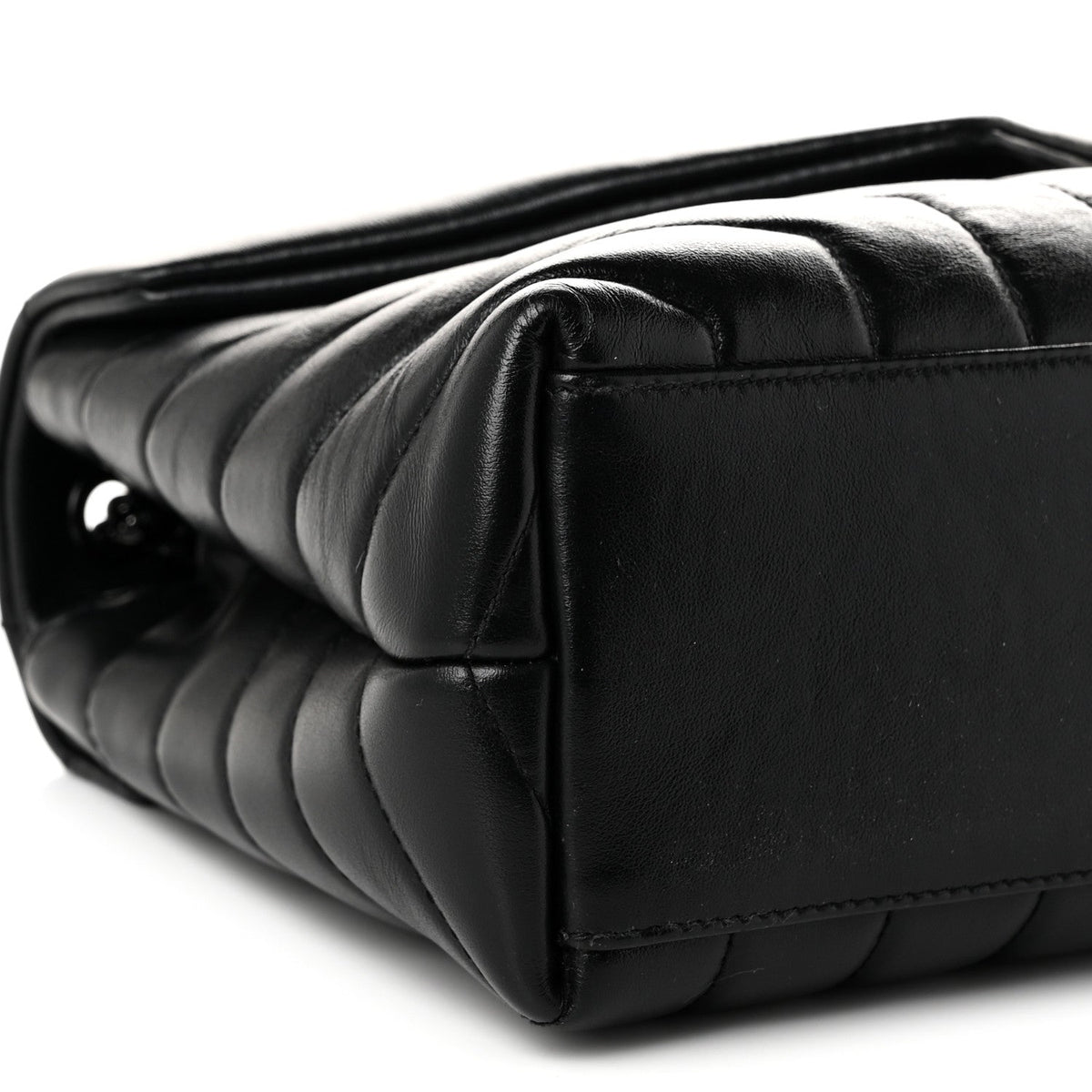 Calfskin Y Quilted Monogram Monochrome Small Loulou Chain Satchel Black
