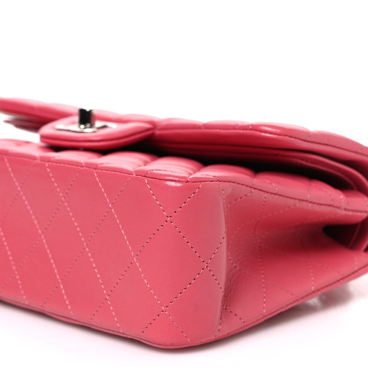 Lambskin Quilted Small Double Flap Pink