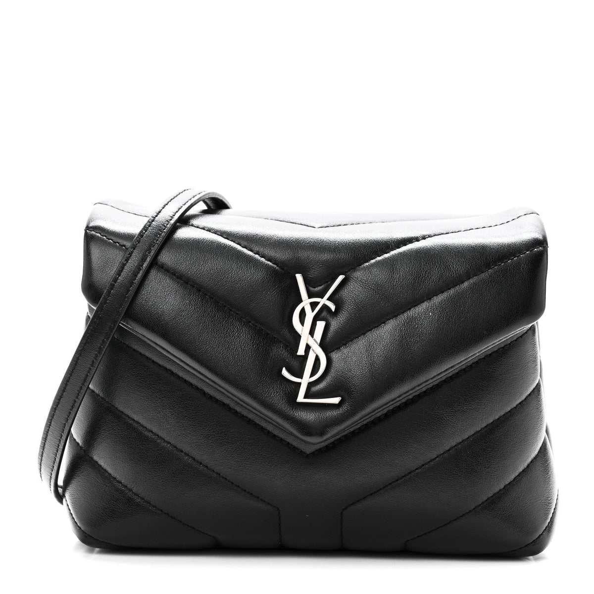 Calfskin Y Quilted Monogram Toy Loulou Crossbody Bag Black