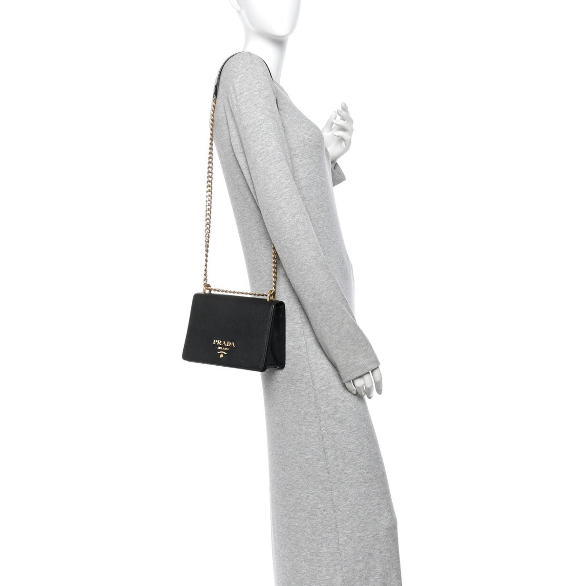 Saffiano Chain Shoulder Bag Black