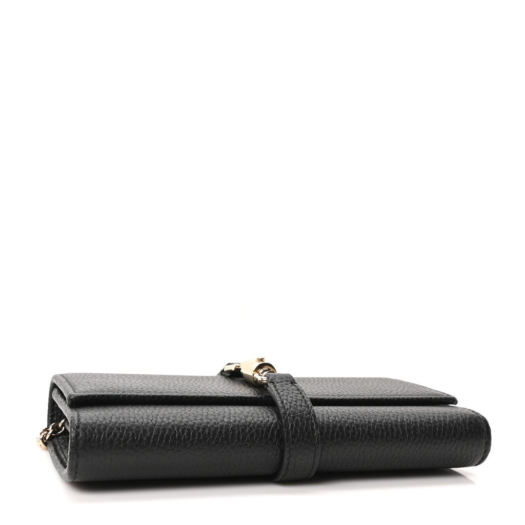 Pebbled Calfskin Jackie 1961 Chain Wallet Black