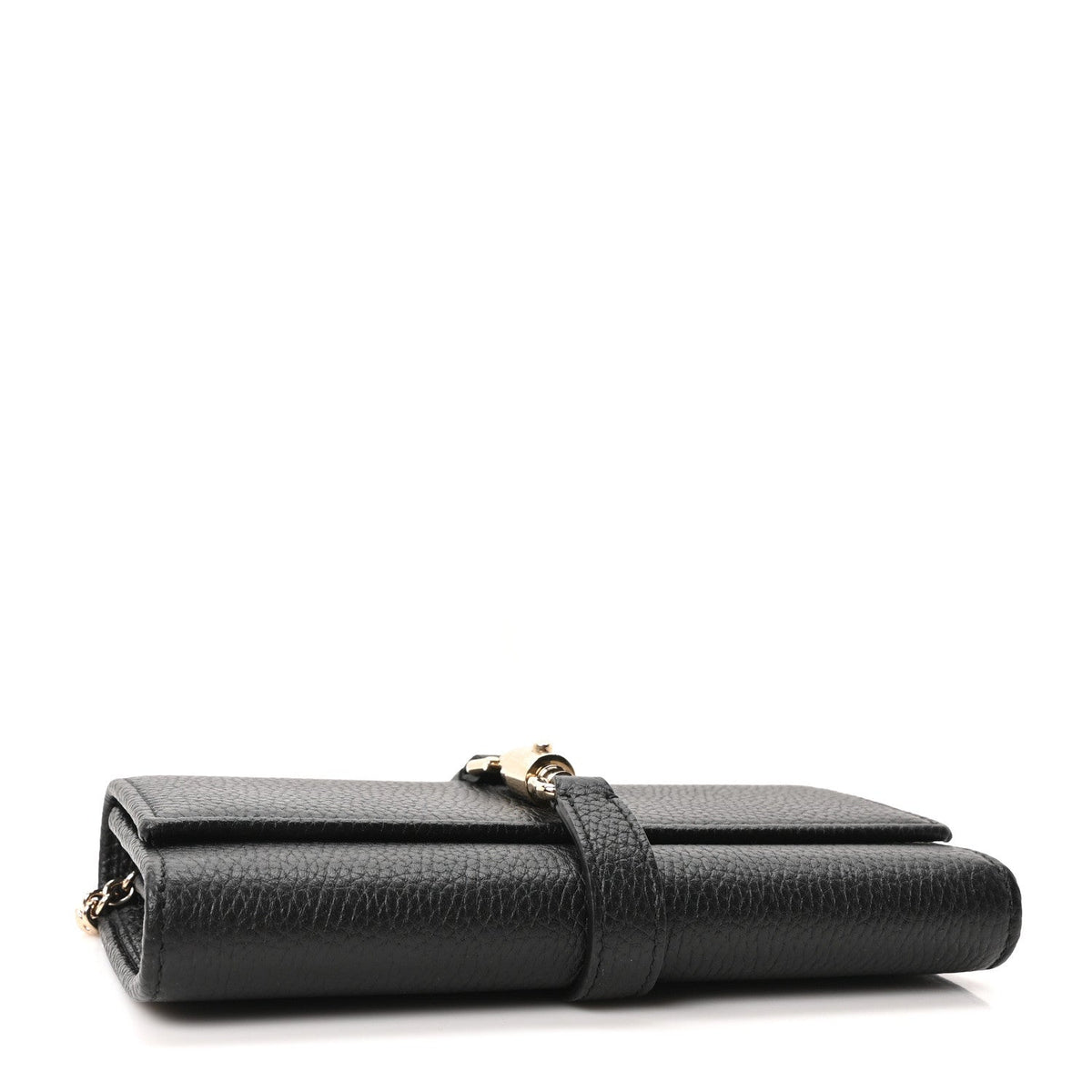 Pebbled Calfskin Jackie 1961 Chain Wallet Black