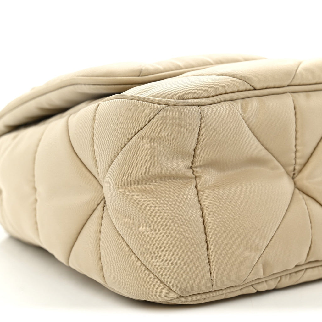 Re-Nylon Quilted Padded Flap Shoulder Bag Deserto