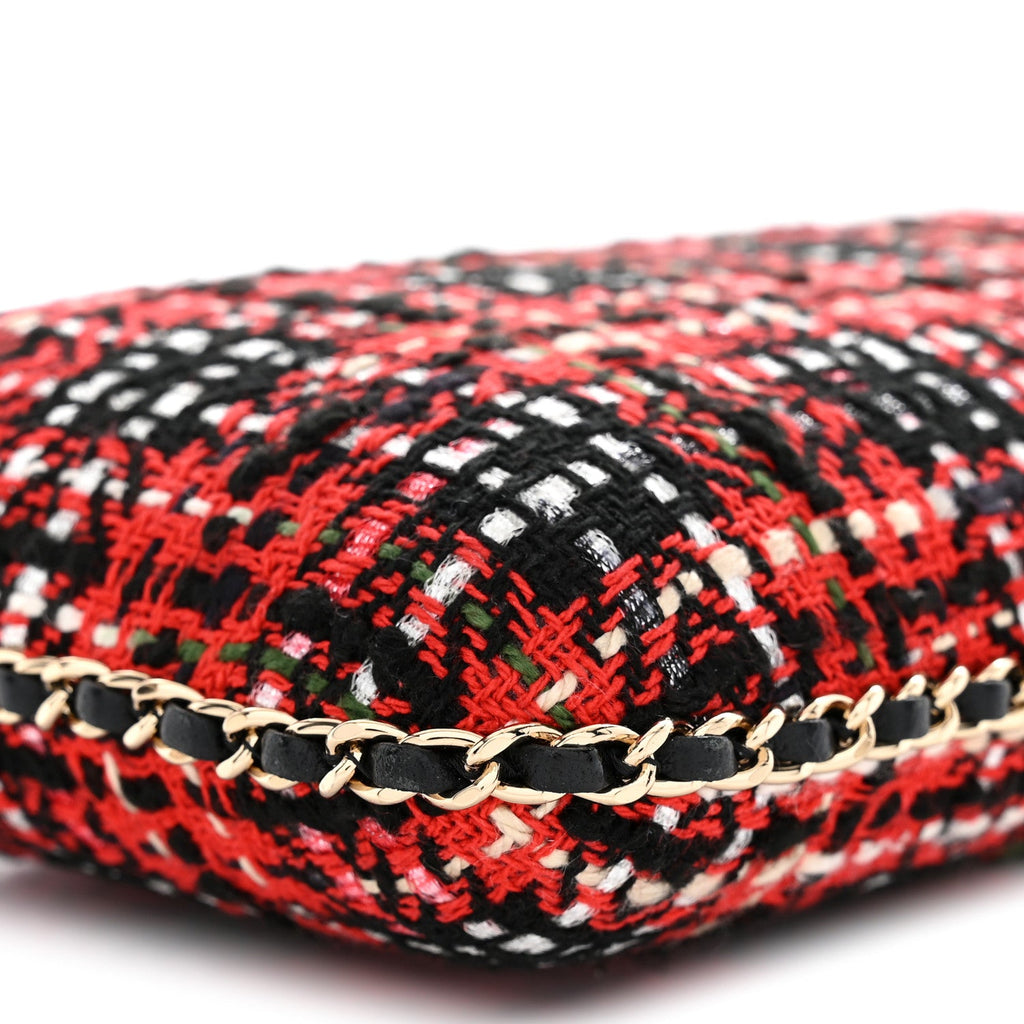 Tweed Chain Around Phone Holder Red Multicolor