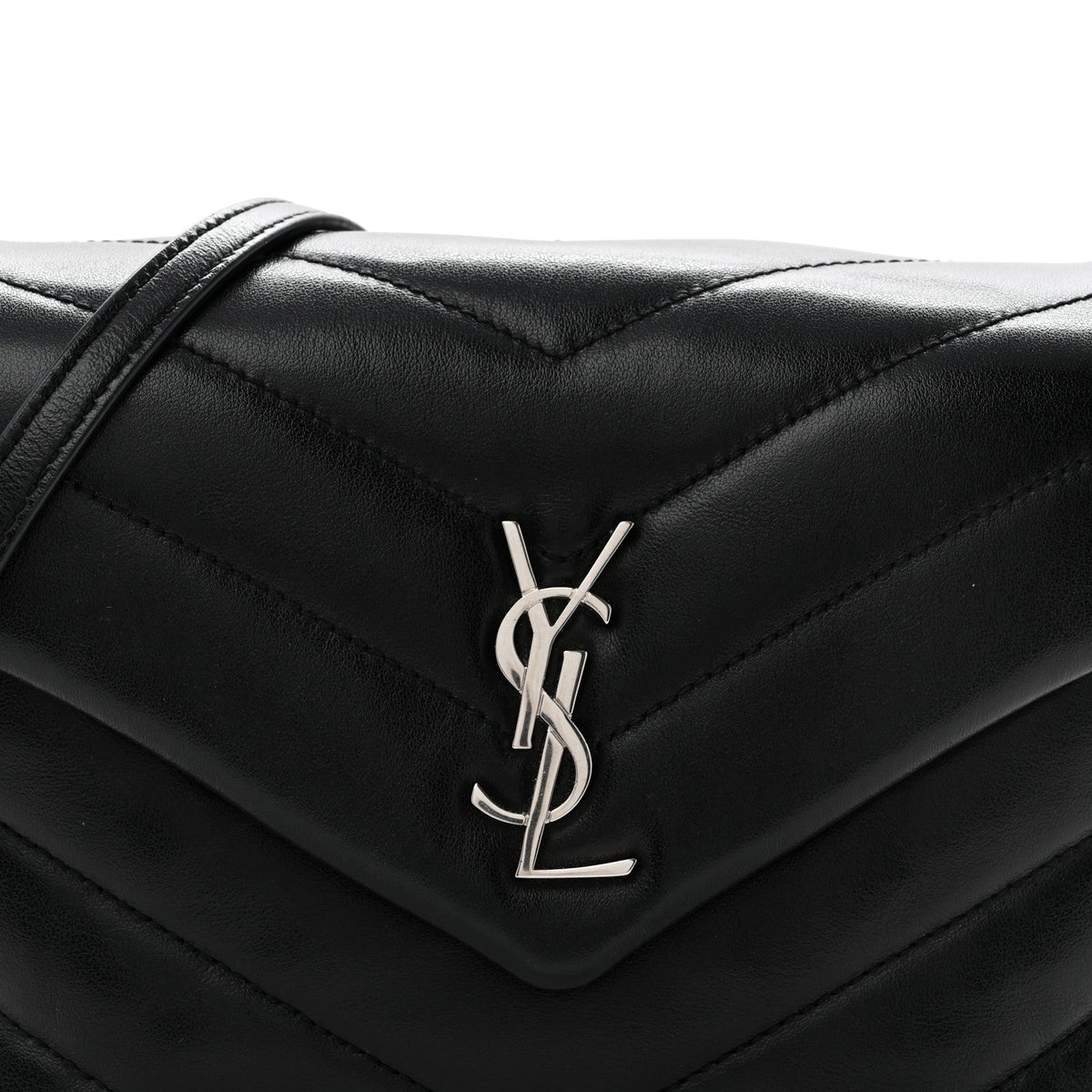 Calfskin Y Quilted Monogram Toy Loulou Crossbody Bag Black
