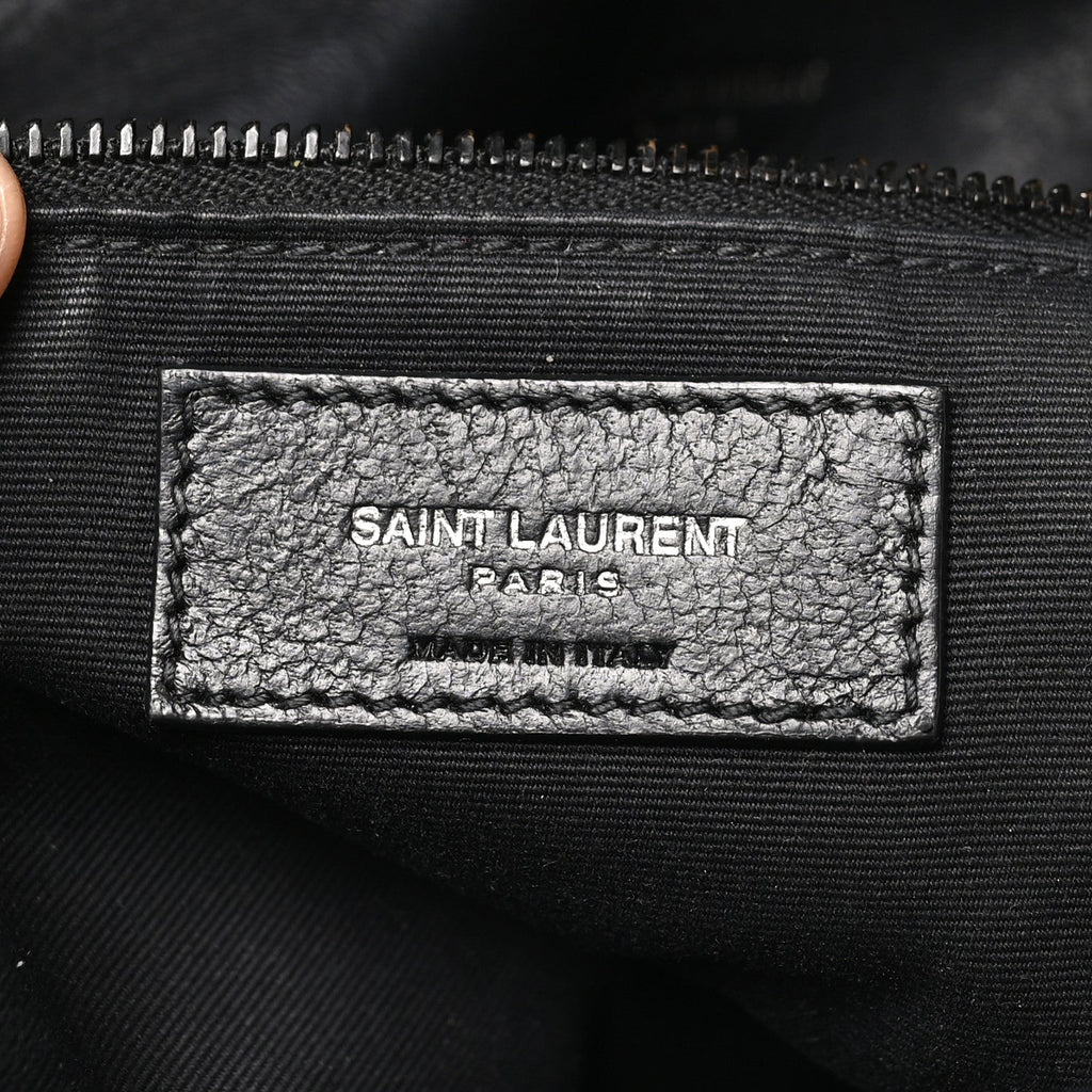 Lambskin Quilted Monogram Monochrome Medium Loulou Puffer Chain Satchel Black