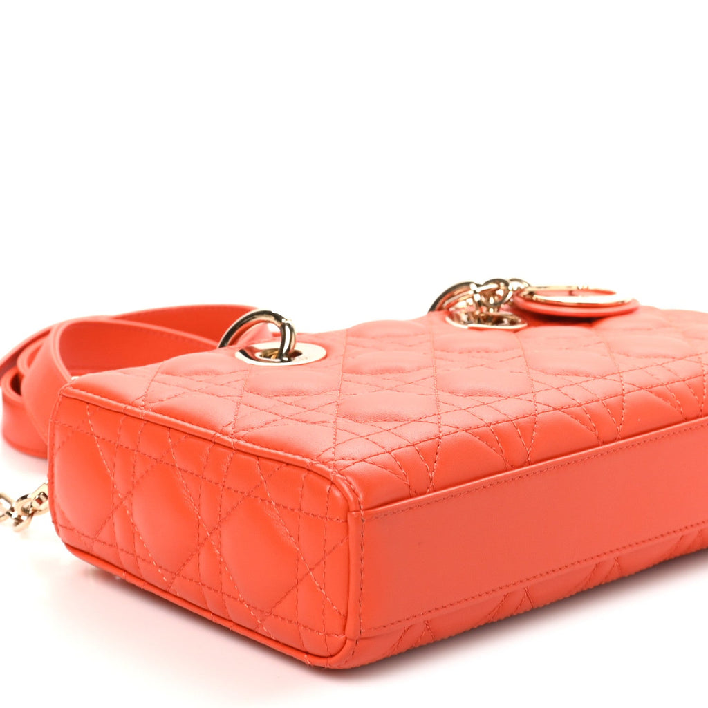 Lambskin Cannage Small Lady D-Joy Orange