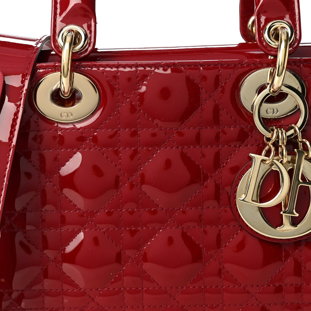 Patent Cannage Small My ABCDior Lady Dior Cherry Red