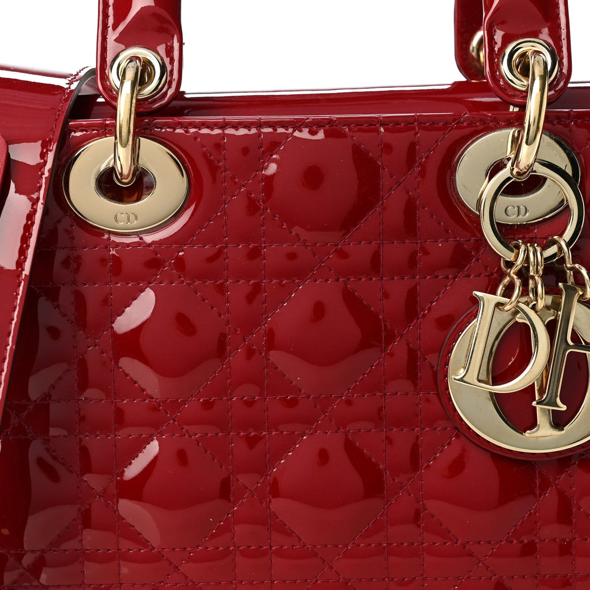Patent Cannage Small My ABCDior Lady Dior Cherry Red