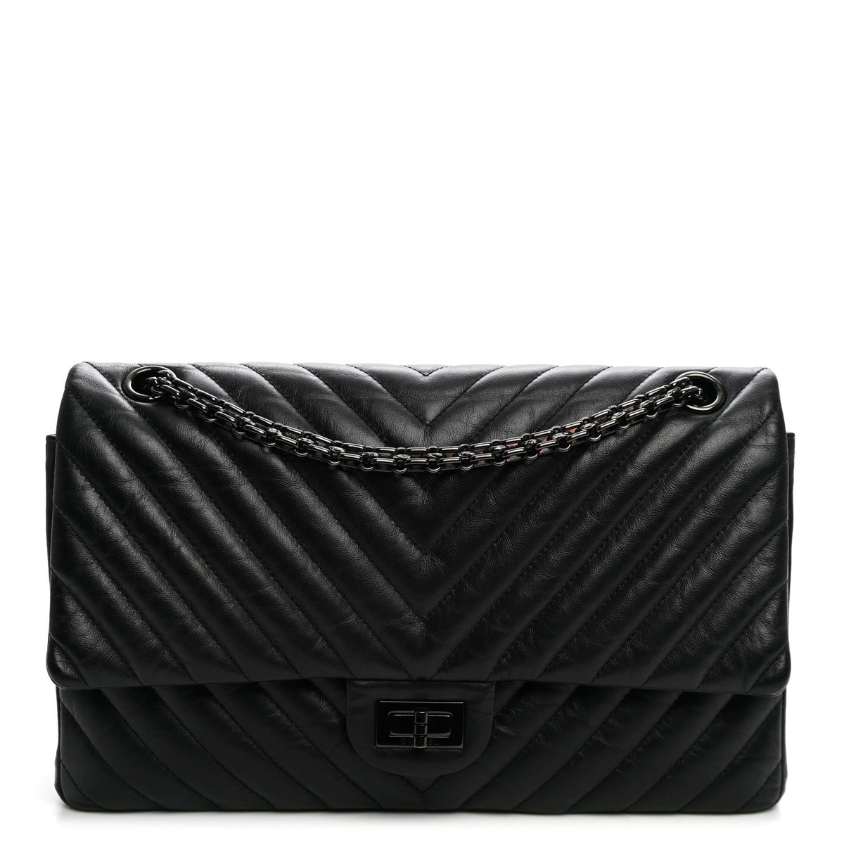 Aged Calfskin Chevron Quilted 2.55 Reissue 226 So Black