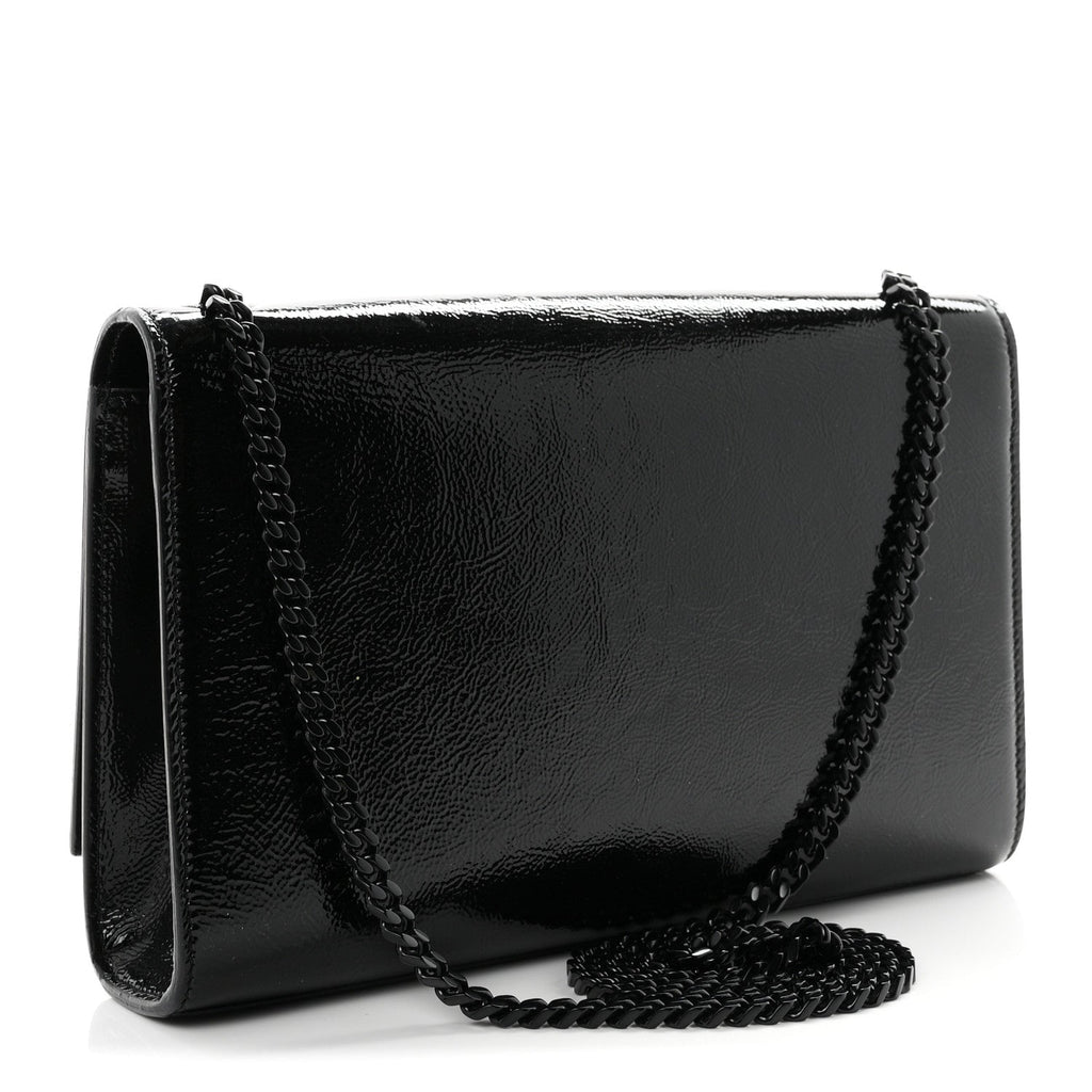 Textured Patent Medium Classic Monogram Kate Satchel Black
