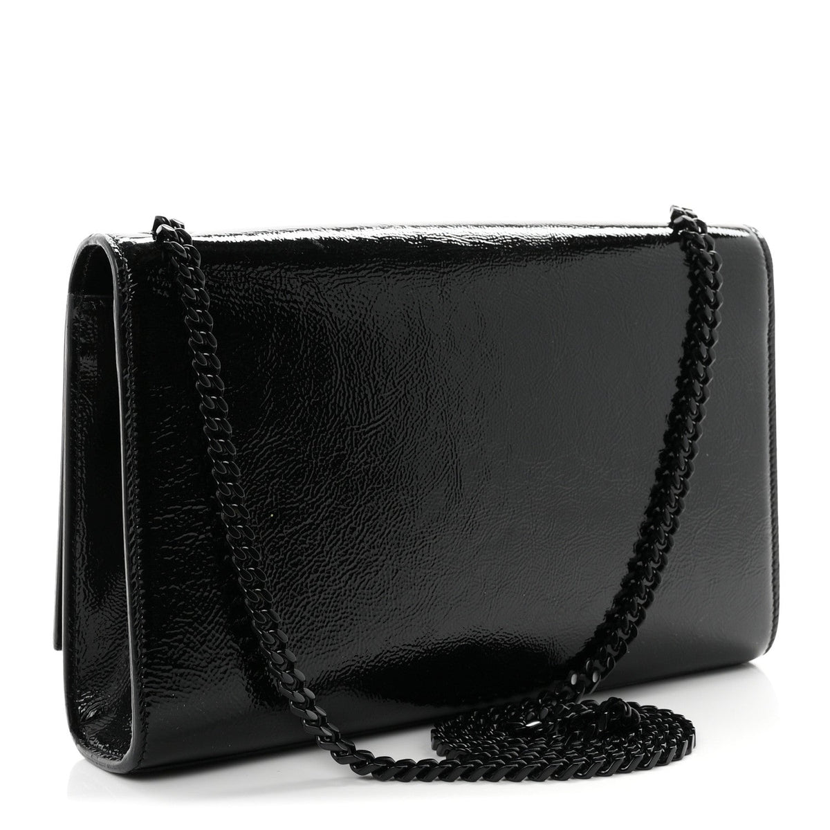 Textured Patent Medium Classic Monogram Kate Satchel Black