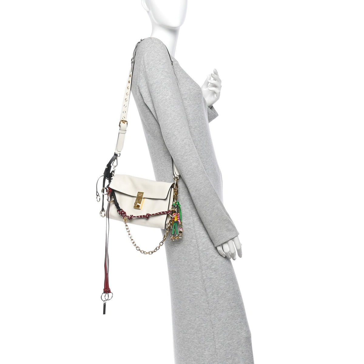 Calfskin Soft Sound Charms Shoulder Bag White