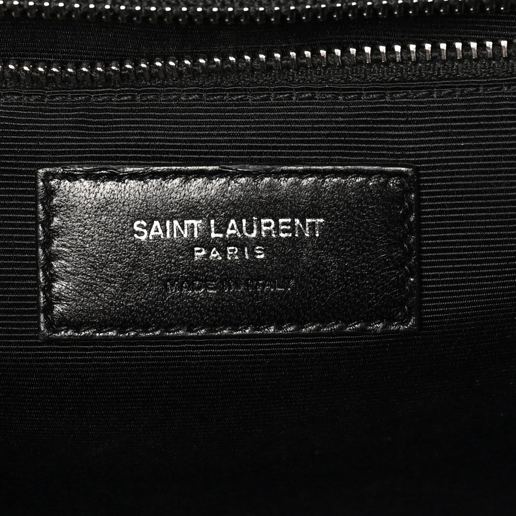 Grain De Poudre Textured Mixed Matelasse Large Triquilt Monogram Satchel Black