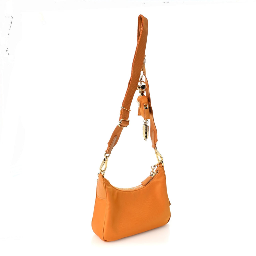 Nylon Saffiano Re-Edition 2005 Shoulder Bag Amber