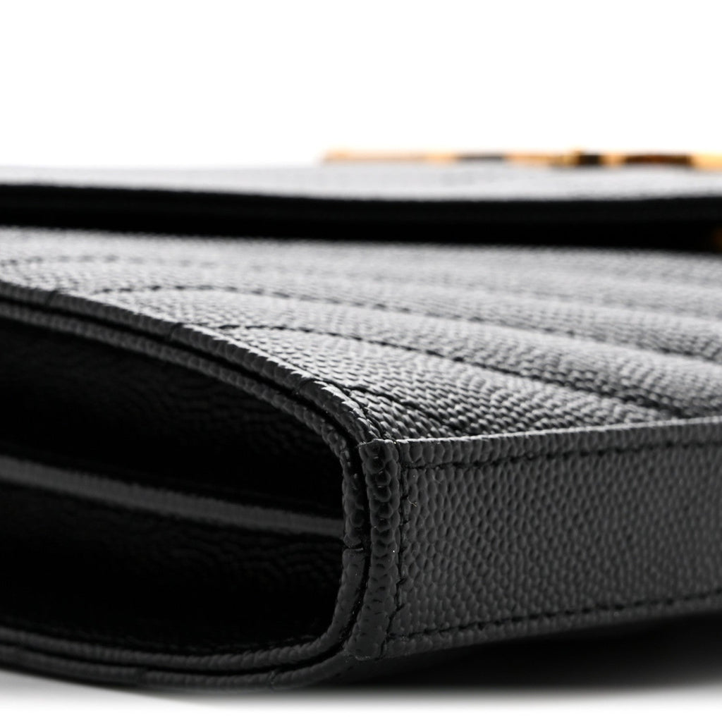 Grain De Poudre Matelasse Chevron Monogram Chain Wallet Black