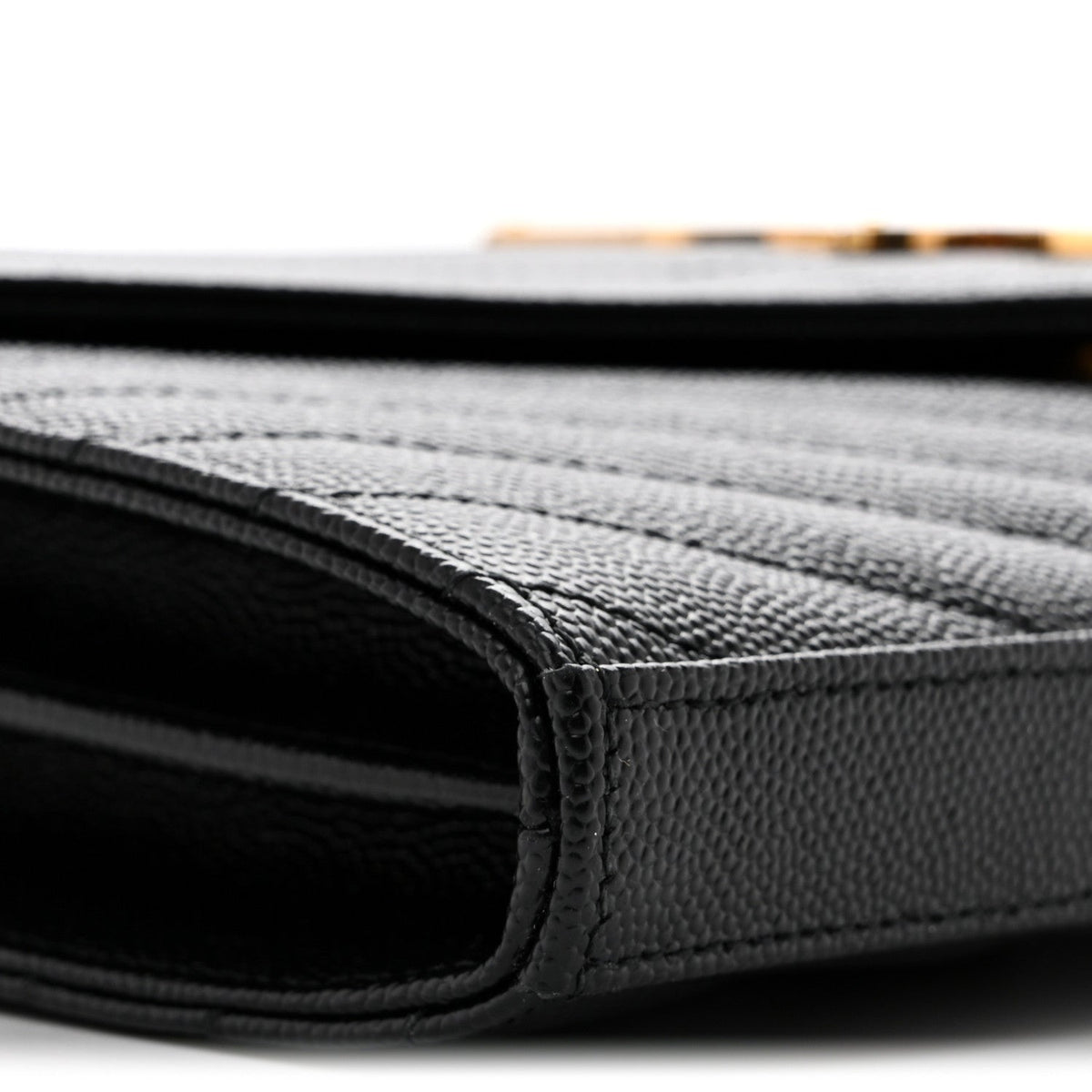 Grain De Poudre Matelasse Chevron Monogram Chain Wallet Black