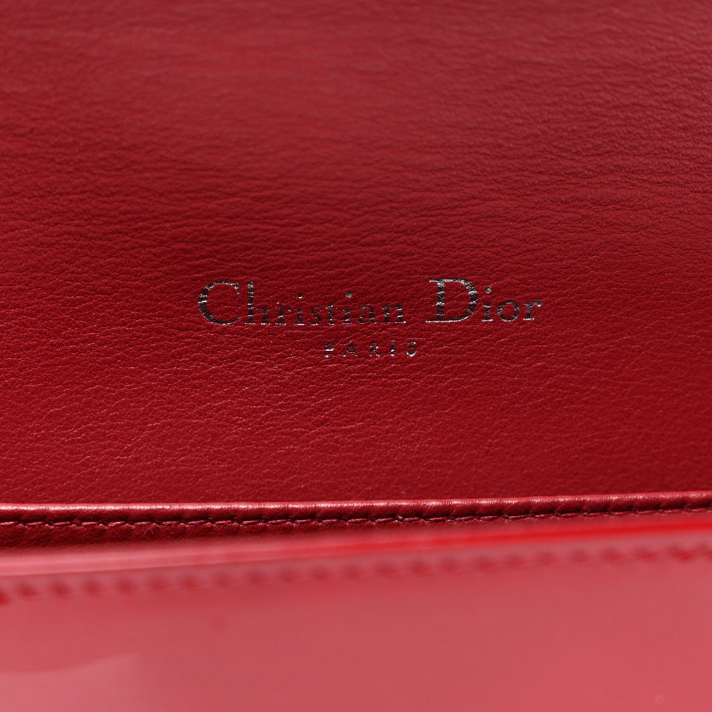 Patent Cannage Lady Dior Clutch Red