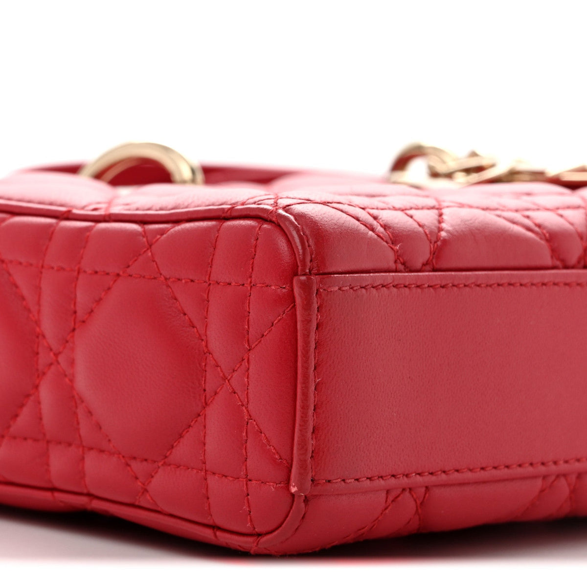 Lambskin Cannage Medium Lady D-Joy Red