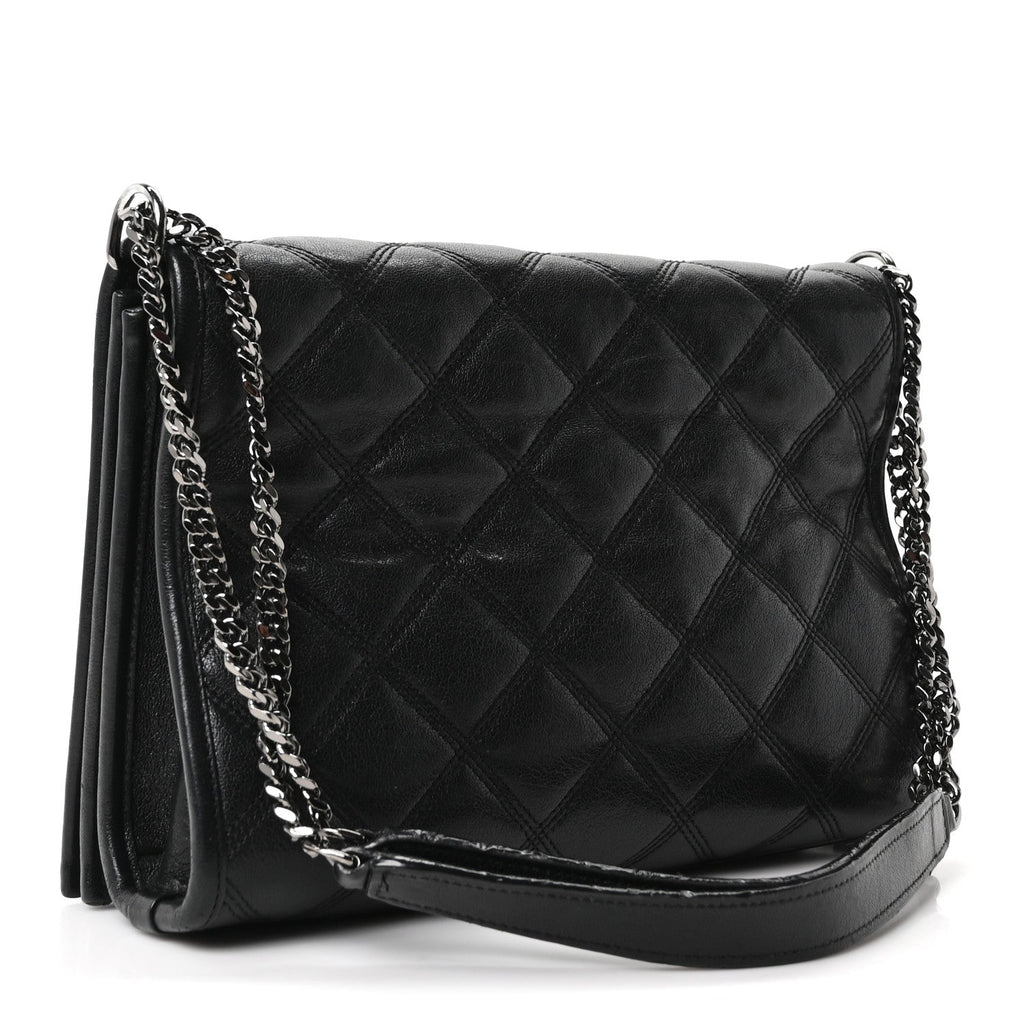 Lambskin Quilted Mini Becky Chain Bag Black