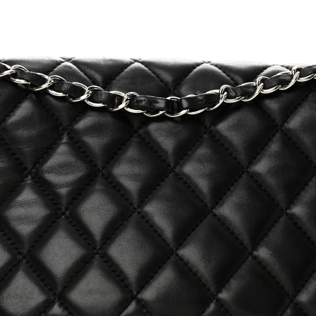 Lambskin Quilted Jumbo Coco Rain Flap Black