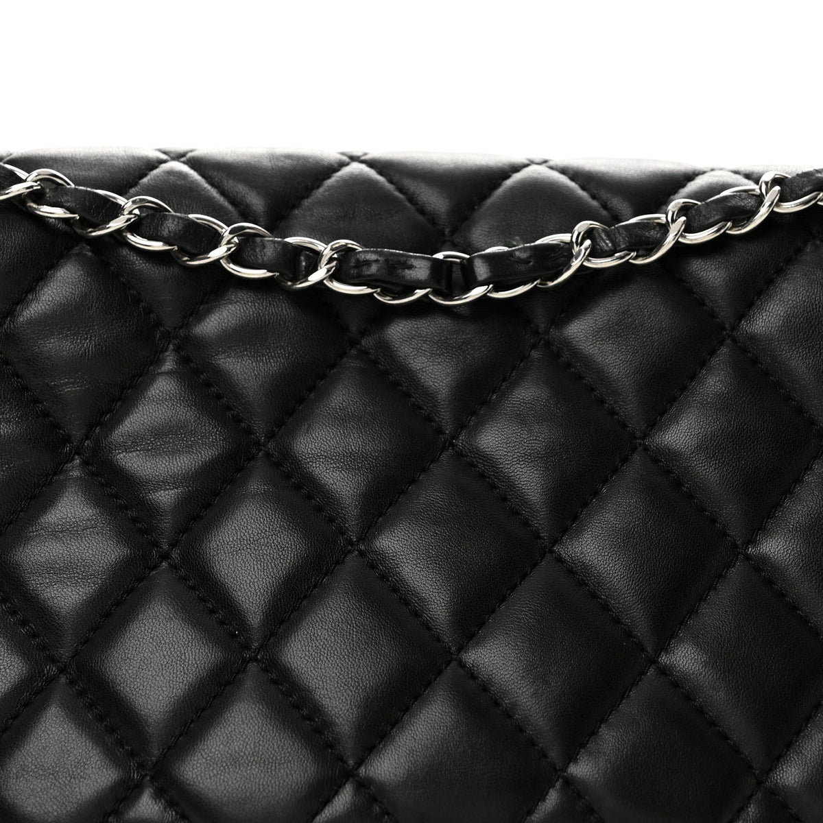 Lambskin Quilted Jumbo Coco Rain Flap Black
