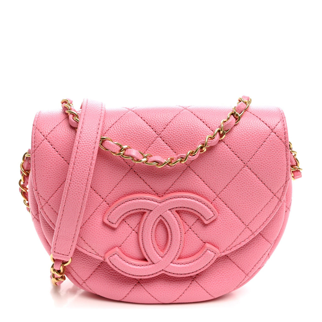 Caviar Quilted Mini Messenger Flap Light Pink