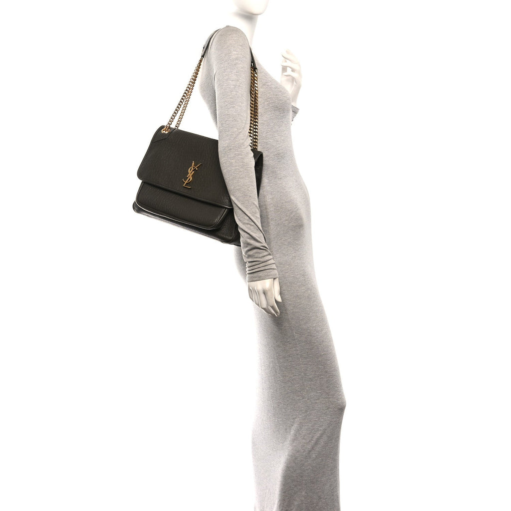 Grained Lambskin Monogram Large Niki Chain Satchel Light Musk